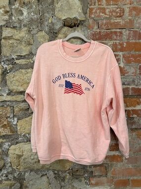 Pink 'God Bless America' Crewneck Sweatshirt
